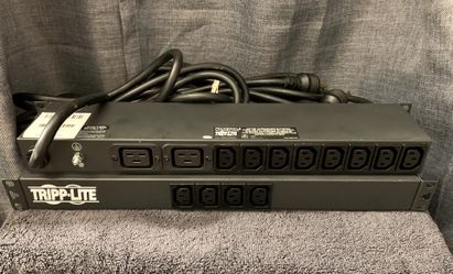 (2) Tripp Lite series 3.8kW Single-Phase 208/240V Basic PDU, 14 Outlets (12 C13 & 2 C19), NEMA L6-20P Input, 15 ft. (4.57 m) Cord, 1U Rack-Mount
