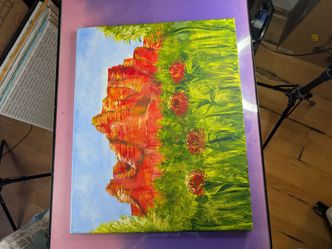 Original Landscape Painting — Professional Artist | Red Rock Canyon & Wildflowers