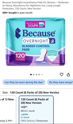 Because Overnight Bladder Control Pads