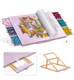 Jigpal Jigsaw Puzzle Table with Integrated Adjustable Stand/Bracket and Cover, 3-Tilting-Angle, Up to 1500 Pieces
