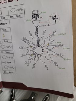 Blown Glass Chandeliers Dia 20" x H 20" Light Fixture Colored Glass Chandelier Pendant Lighting for Dining Room, Entrance, Bedroom, Entryway, Foyer, L