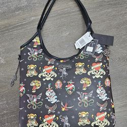 Ed Hardy Faux Leather Tote Bag. NEW
