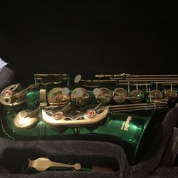 Green alto saxophone