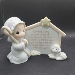 1994 Precious Moments Enesco Luke 2:10-11 Porcelain Figurine Shepherd and Lamb