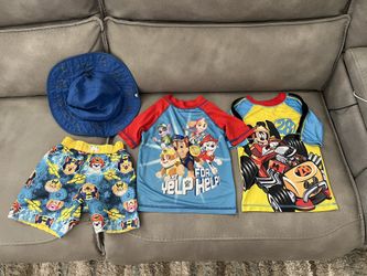 Boy Swim Shorts/Shirts/Hat - Size 2/3T
