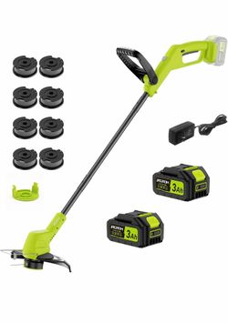 Recortadora de Hilo Inalámbrica de 21V con Batería de 2x3.0Ah y Cargador, Hilo de Recortadora de Batería de 12 Pulgadas, Recortadora Eléctrica de Male