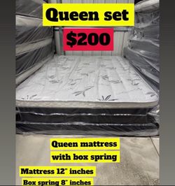 Queen size pillow top mattress with box spring included