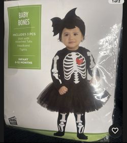 Baby Bones Skeleton Girl Infant 6 - 12 Months Dress Halloween Child Costume New