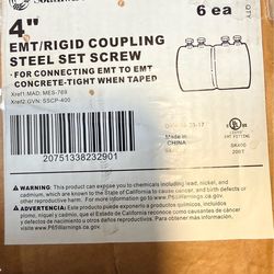 New 6 Pack - Southwire 4” EMT Steel Couplers -650S