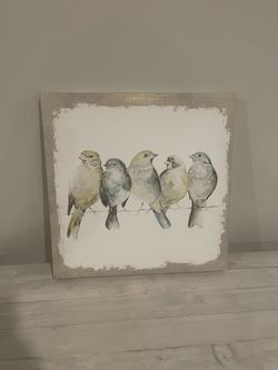 Birds on a Wire Canvas Wall Art – 18″ × 18″