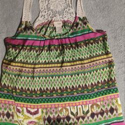 Women's Size Small Daytrip Buckle Brand Multi Color Tank Top Embroiderd 