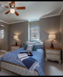 Moving Sale - Staged Queen Size Bed Frame with charging station