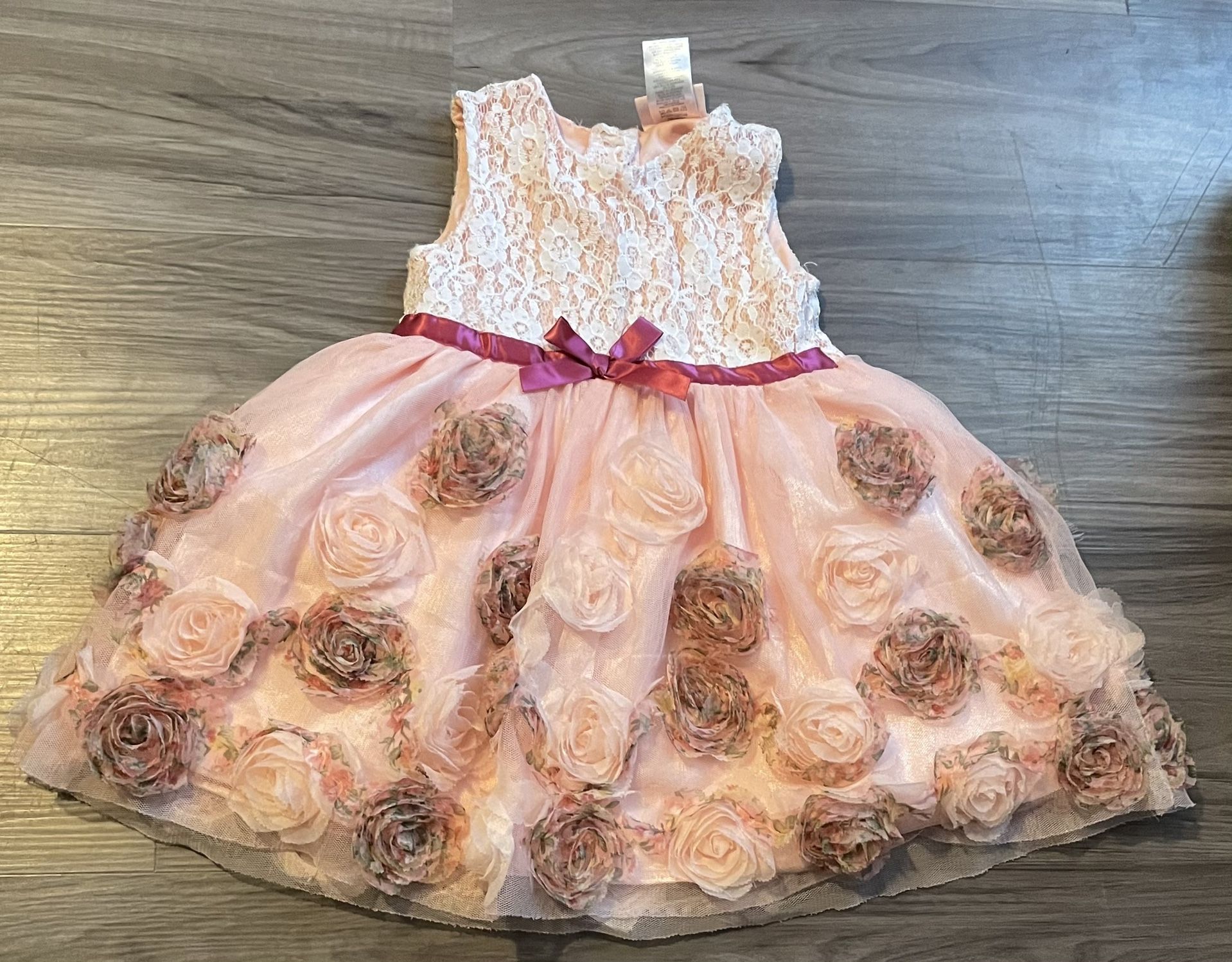 Little Lass Baby Girls Pink Dress One Piece 24 Months Lace Tule Sleeveless