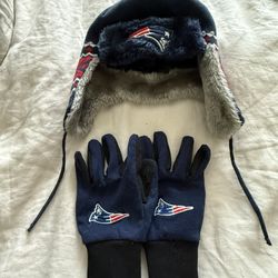 New England Patriots Trapper Knit Hat & gloves 