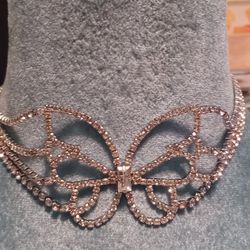 Rhinestone Butterfly Choker Necklace 