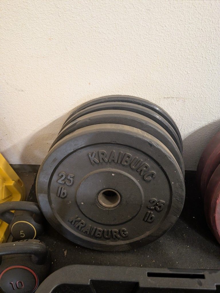 Barbell And Rubber Plates