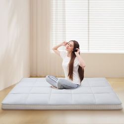 5" Thick Japanese Floor Mattress Futon Mattress, Foldable Mattress, Roll Up Mattress Sleeping Tatami Mat Floor Lounger Guest Bed, Queen