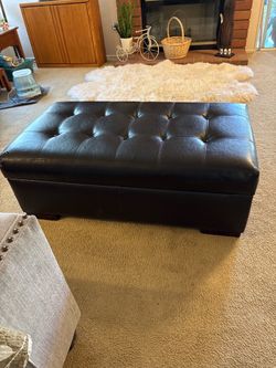 Leather storage ottoman