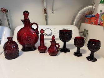 1876 Avon, Cape Cod, Ruby, Red Glassware And Miscellaneous Pieces