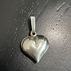  Vintage Silver Puffy Heart Pendant Charm Sterling Chunky 
