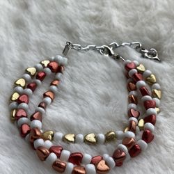Heart Shaped Beaded Bracelet Shades of Brown Love for Women Girls Handmade Gift