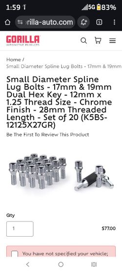 Gorilla Wheel Installation Kit Part# K5BS-12125X27GR (New)