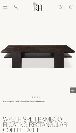Restoration Hardware WYETH SPLIT BAMBOO FLOATING RECTANGULAR COFFEE TABLE