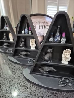 Halloween Witch Hat Shelf with Mini Figurines