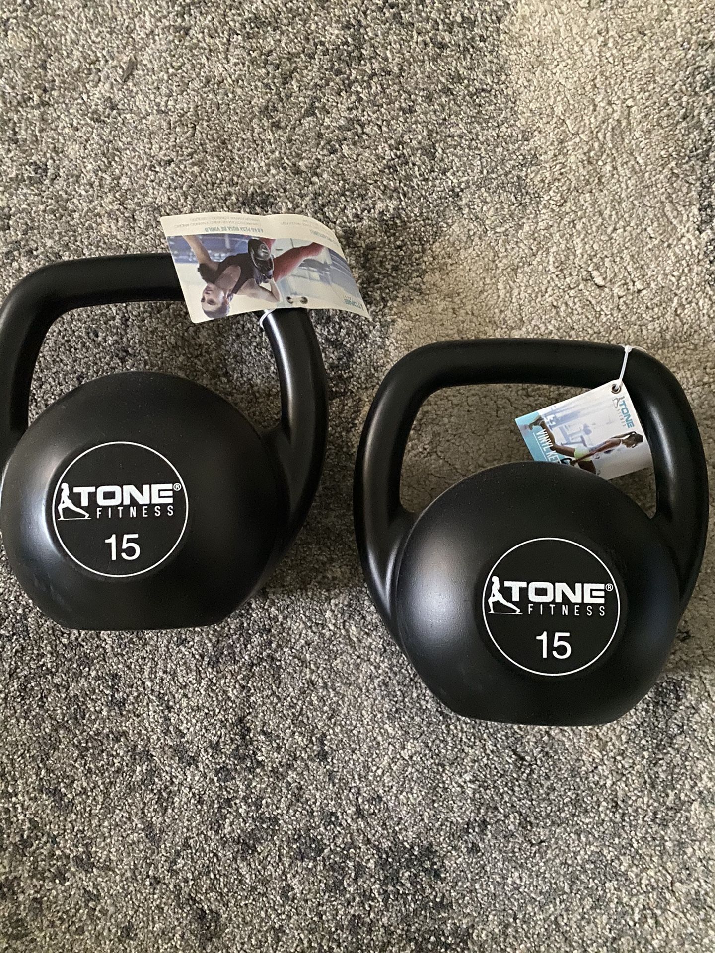 (2) 15LB kettlebells.