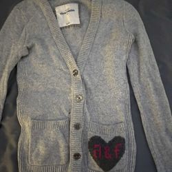 grey Abercrombie & Fitch cardigan with heart patch