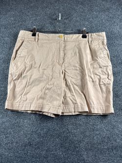Womens Size 7 Khaki Beige Chino Shorts Cotton Stretch Flat Front Casual