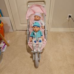 Pottery Barn Twin Stroller With Dolls