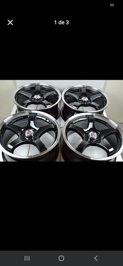 Rines Set of 4 New 17x7.5 DDR Fuzion Black Polished Lip 17" Rims Wheels 4x100 4x114 universal