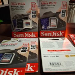 SanDisk Brand New Ultra Plus SDHC UHS-I CARDS 32 Gb 130 Speed Sealed 