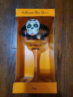 Halloween/ Day Of The Dead Wine Glass