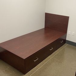 Cherry Wood Twin Size Bed Frames With Drawers.