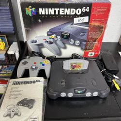Nintendo 64 In Box W/ Zelda Ocarina Of Time!