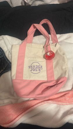 Pink Trader Joe’s Bag With Hello Kitty Keychain Included