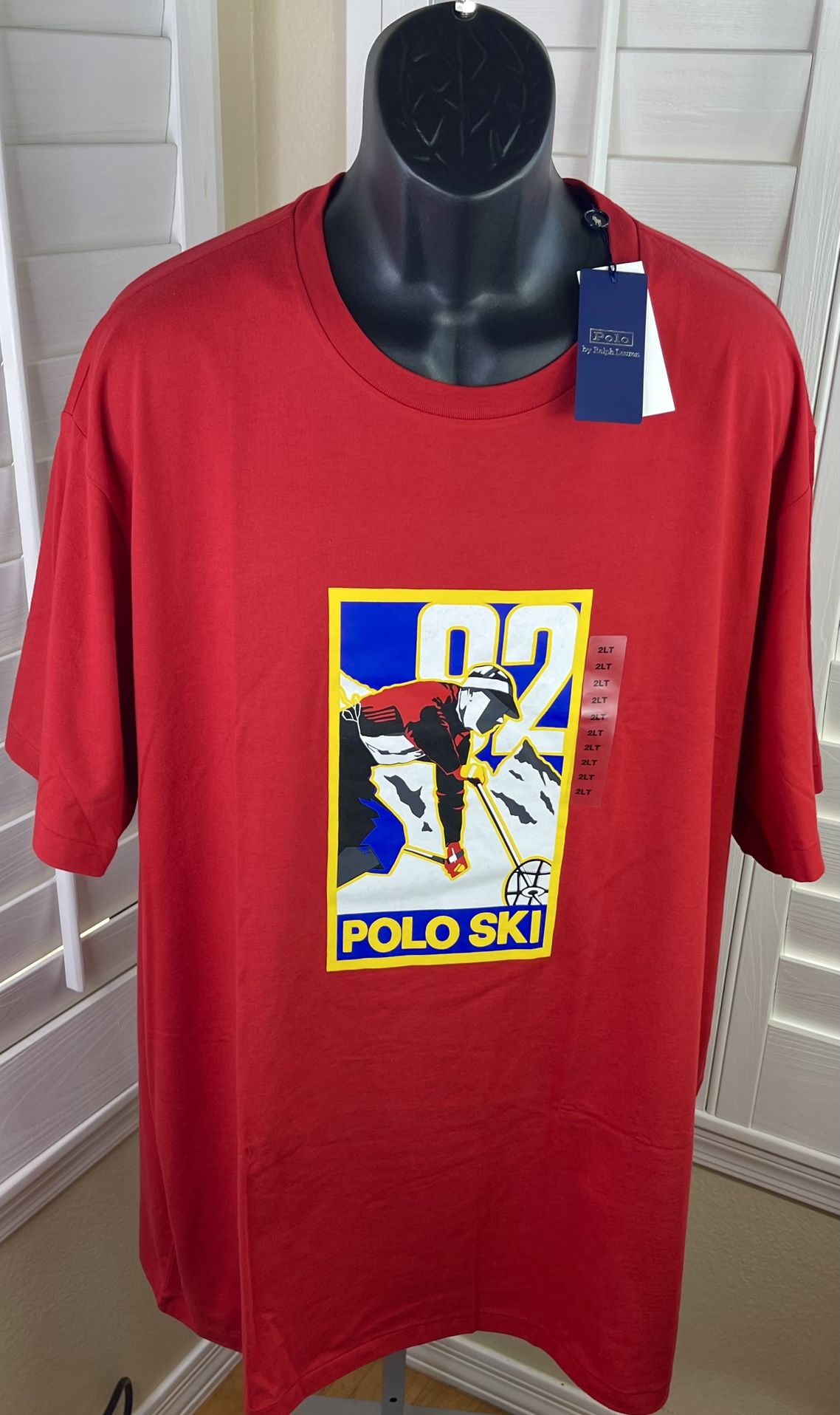 Polo Ralph Lauren 92 Ski Graphic Print Red T-Shirt - Men’s Big & Tall Size 2XLT - New w/Tags