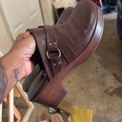 Brown Leather Clogs