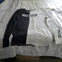 Black And White Hollister Long Sleeve Shirt, Mens Medium Size