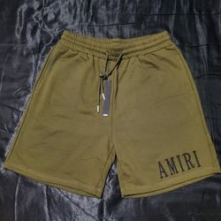 Amiri Men's Sweat Shorts, Olive Green, Size Large