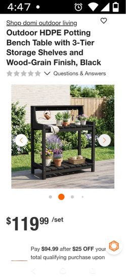 Outdoor HDPE Potting Bench with 3-Tier Shelves gardening equipment