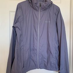 Columbia Hooded  Grey Windbreaker Women’s Size L 