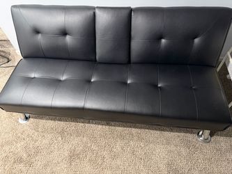 Black Faux Leather Futon Sofa Bed