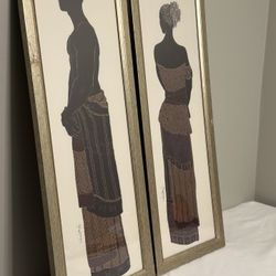 Selling 2 paintings with a minor defect on the frame “Guardian I & II” by Rosalind McGary (Art Print)