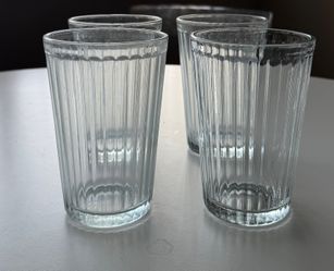 IKEA Set of 4 Ribbed Clear Glass Tumblers