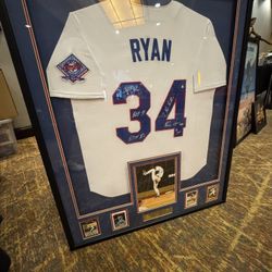 Professionally Framed Autographed Nolan Ryan Jersey 