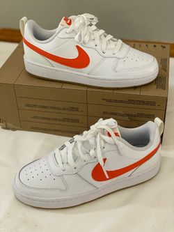 Youth, Size 5Y New! NIKE Court Borough Low 2 GS White/Orange NO BOX