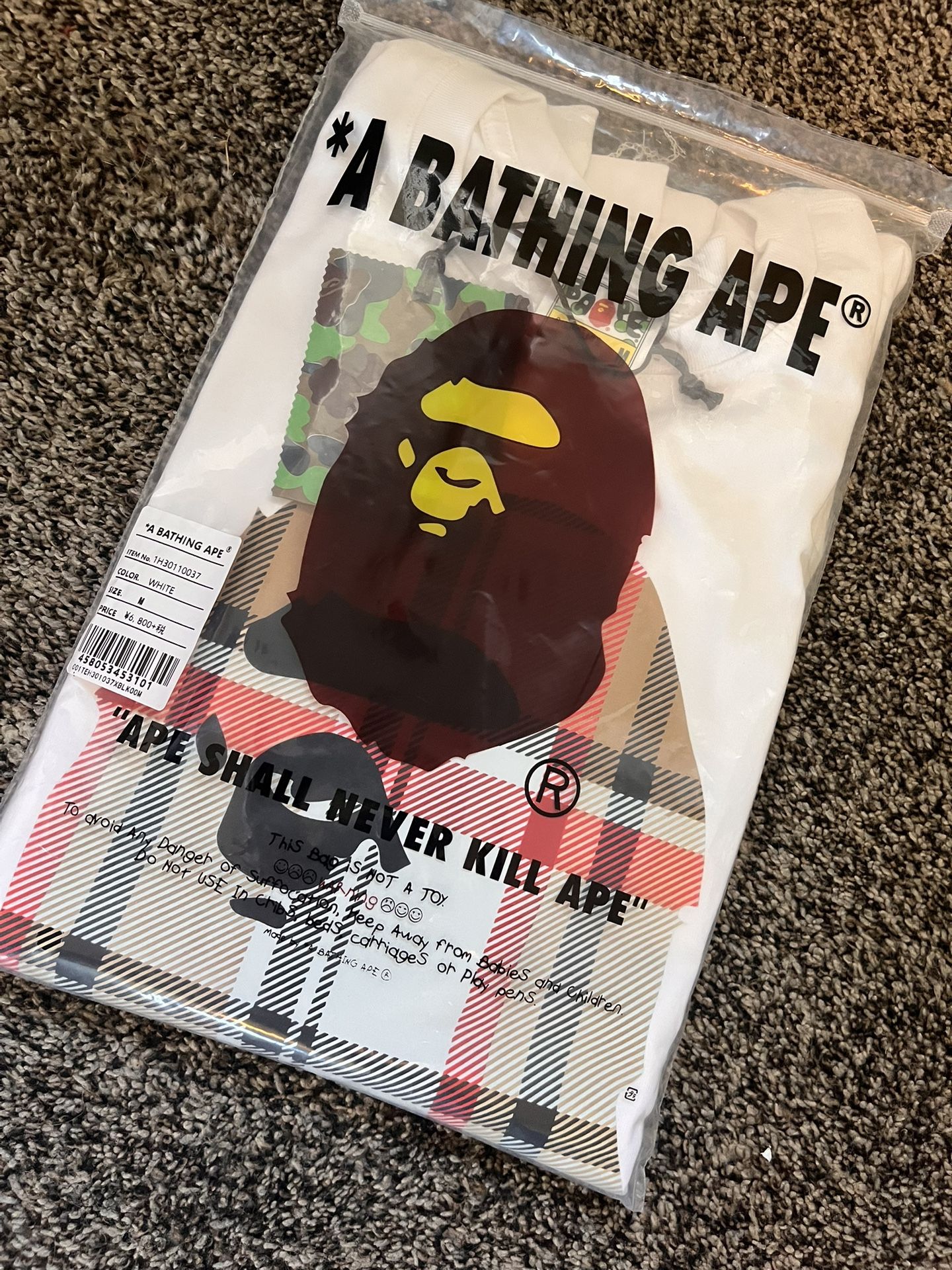 Brand New BAPE X Burberry Color White Size Medium